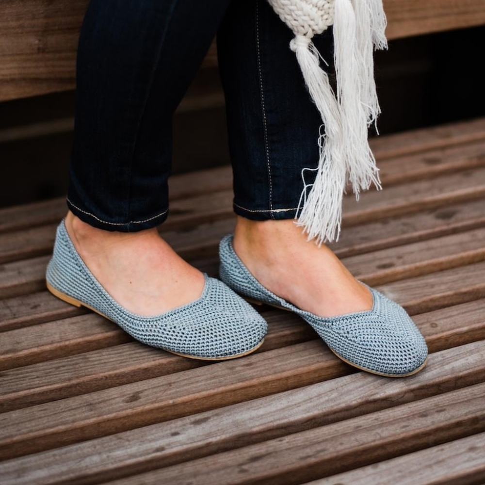 Poppy‎ Crocheted Delyte Shoes Light Blue